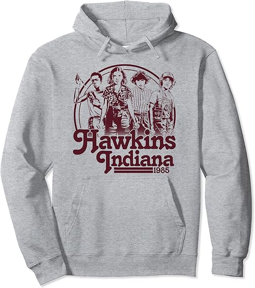 Comment Regarder Stranger Things Sans Netflix Gratuit Netflix Stranger Things Hawkins Indiana Group Shot 1985 Sweat à Capuche